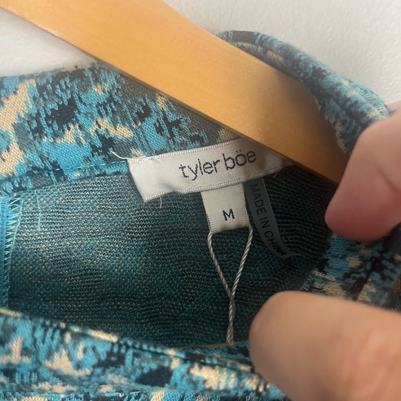 New Tyler Boe Mindy Jacquard Dress in turquoise blue crème size medium - Picture 7 of 11